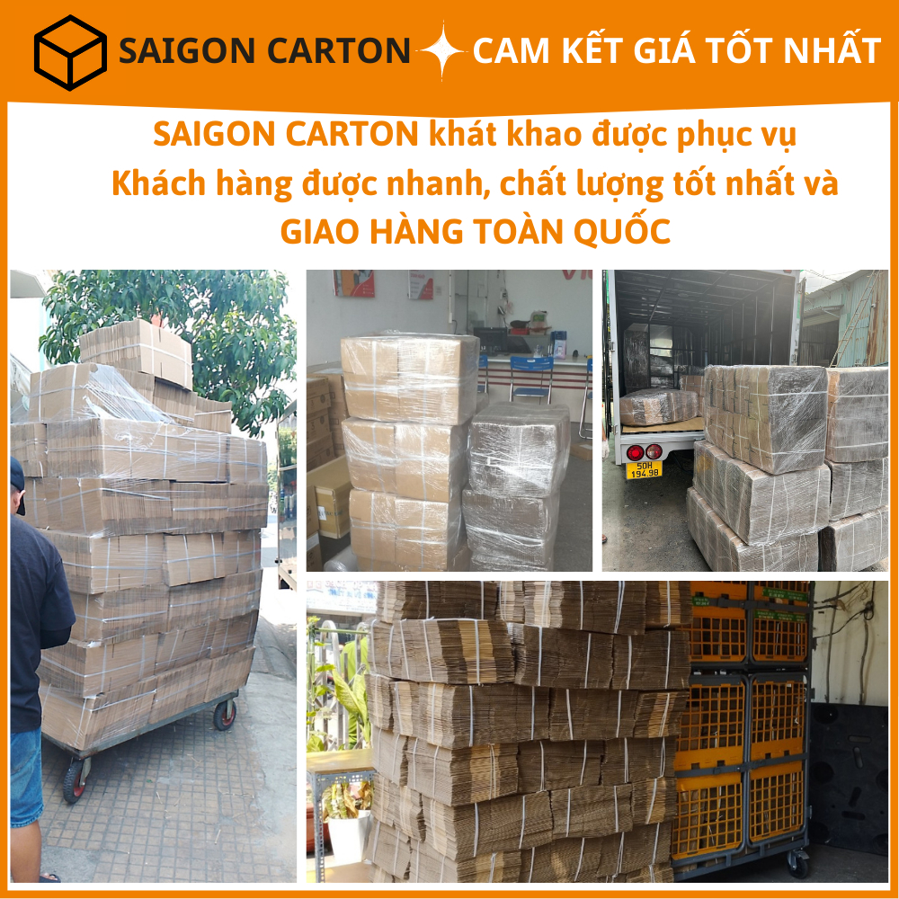 Thùng giấy carton đóng gói hàng online size 20x15x10 cm, sản xuất bởi SÀI GÒN CARTON