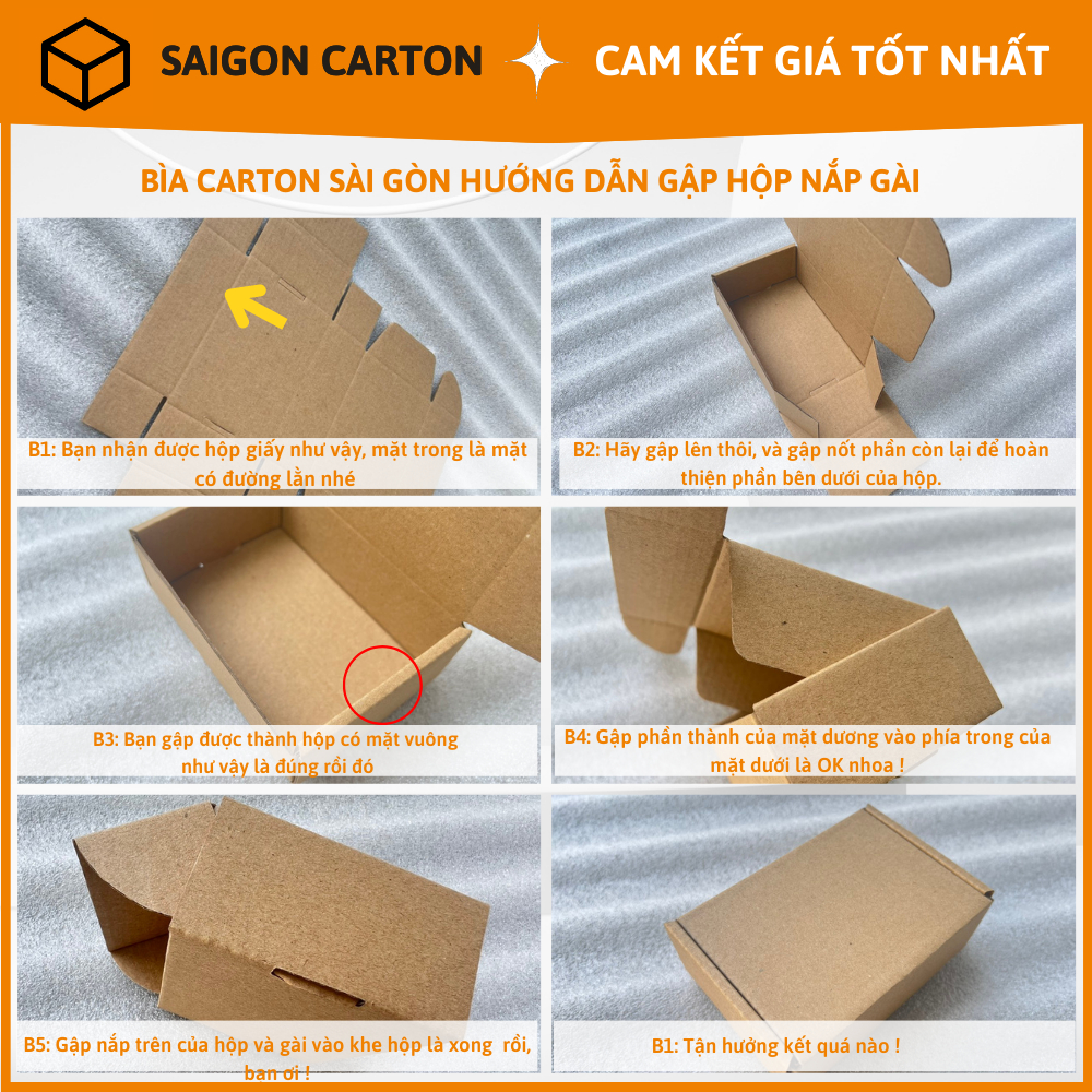 Thùng giấy carton đóng gói hàng online size 20x15x10 cm, sản xuất bởi SÀI GÒN CARTON