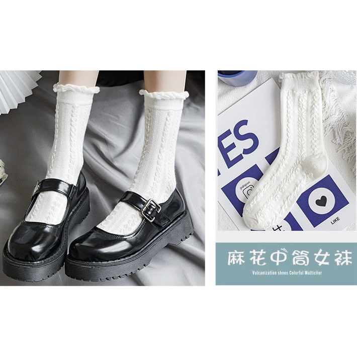 Tất nữ cổ cao, cổ ngắn màu đen trắng