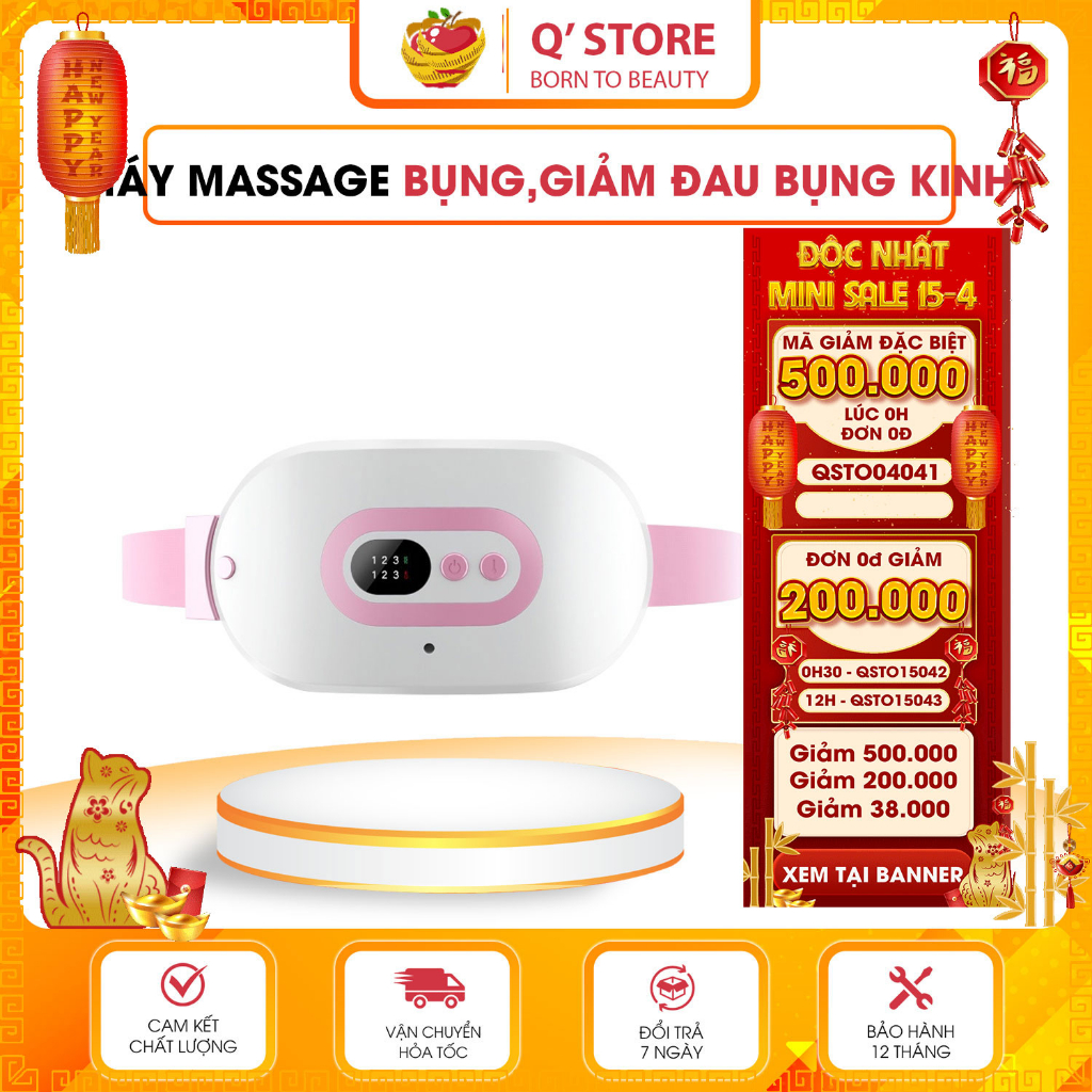 Máy massage làm ấm bụng kinh, Đai đeo giảm đau bụng kinh nguyệt Làm ấm tử cung cho phụ nữ đến kì Bảo Hành 3 Tháng QStore