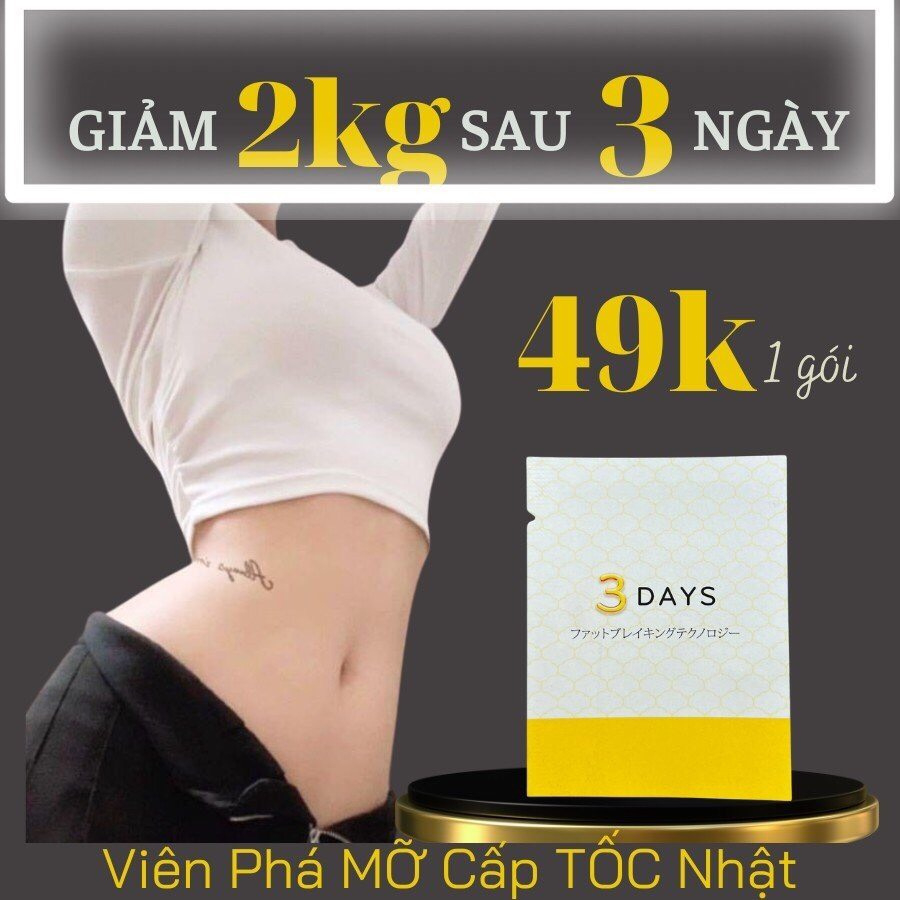 [SIÊU MẠNH - CẤP TỐC] Giảm cân 3DAYS Nhật Bản gói dùng 3 ngày giảm 1-2kg,giành cho cơ địa nhờn thuốc khó giảm