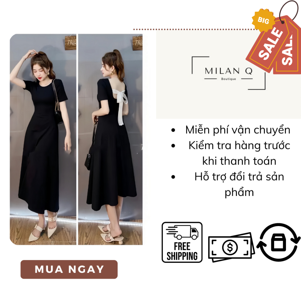 Váy body dáng dài phối nơ sau lưng Milan Q Boutique - Váy ôm body dài