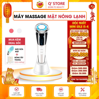 Máy massage mặt nóng lạnh ion, Máy đẩy tinh chất điện di cao cấp Trẻ hóa da, giảm mụn Bảo Hành 6TH QStore