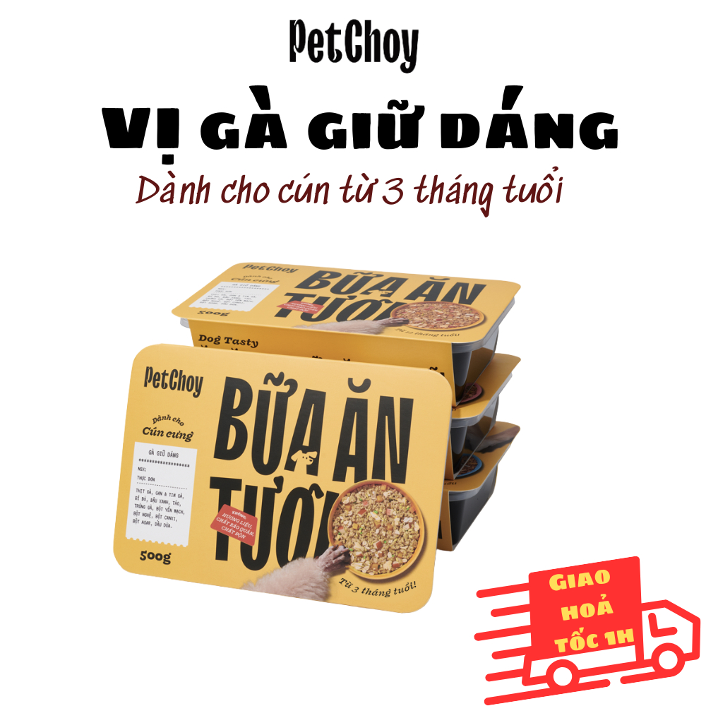 Pate tươi PETCHOY cho chó từ 3 tháng tuổi vị "GÀ GIỮ DÁNG" 500gram
