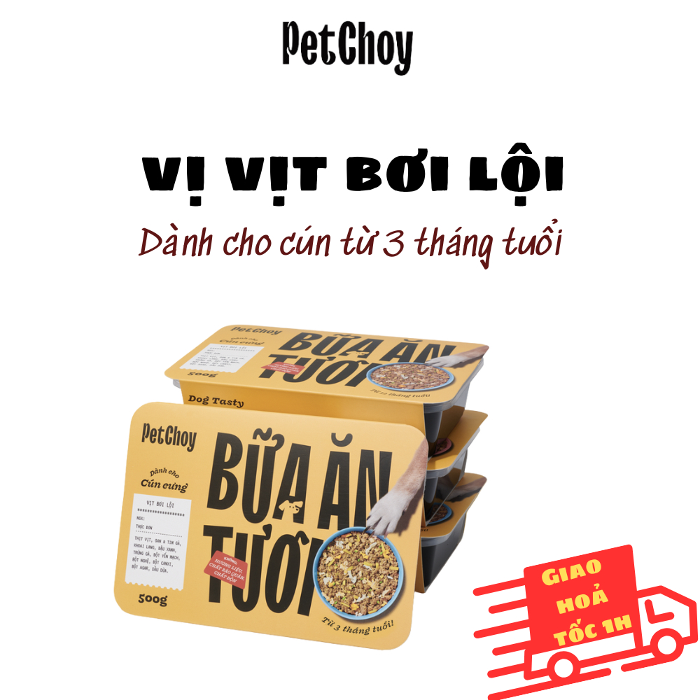 Pate tươi PETCHOY cho cún từ 3 tháng tuổi vị "VỊT BƠI LỘI" 500gram