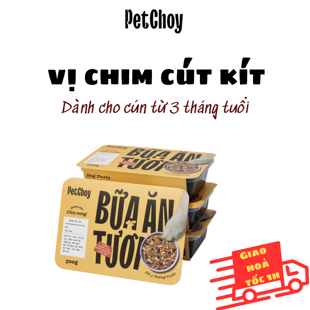 Pate tươi PETCHOY cho cún từ 3 tháng tuổi vị "CHIM CÚT KÍT" 500gram