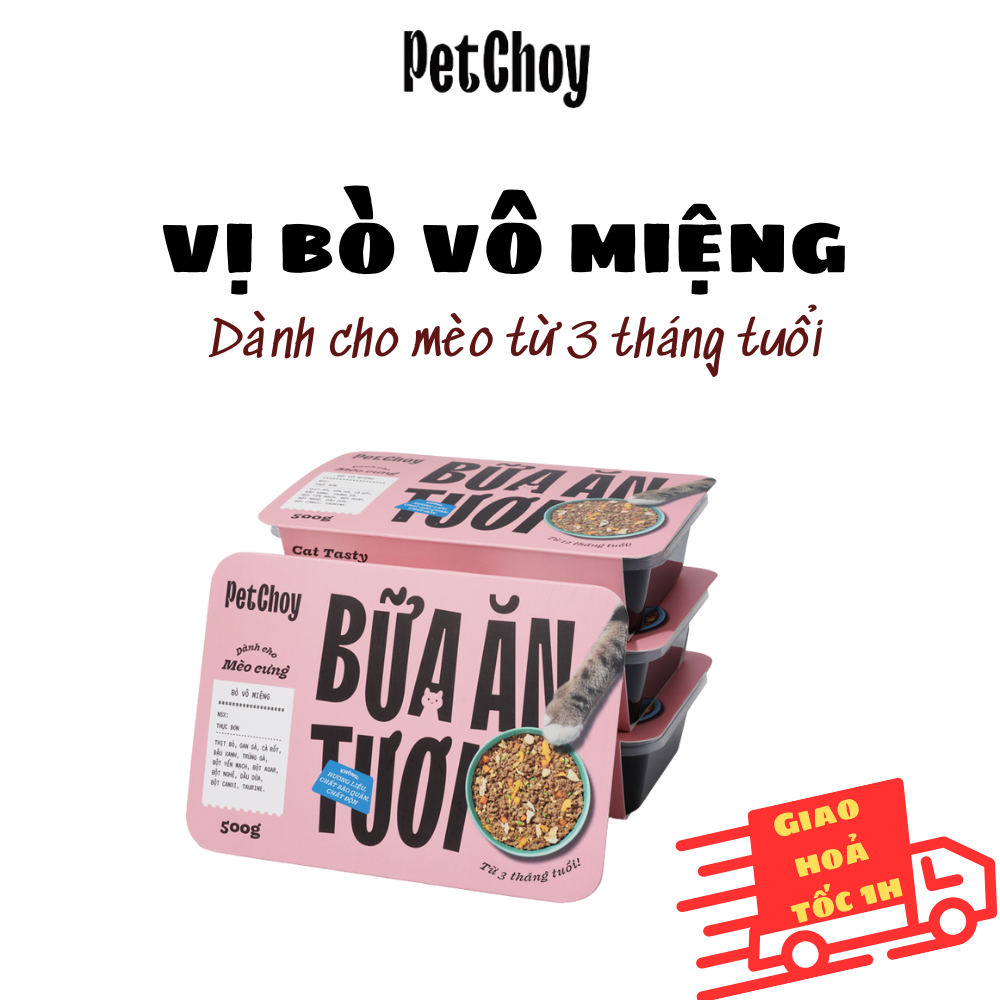 Pate tươi PETCHOY cho mèo từ 3 tháng tuổi vị "BÒ VÔ MIỆNG" 500gram