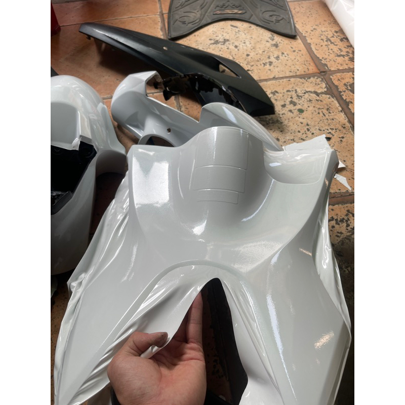 Decal màu trắng nhũ 3 lớp cao cấp, Decal dán xe máy ô tô