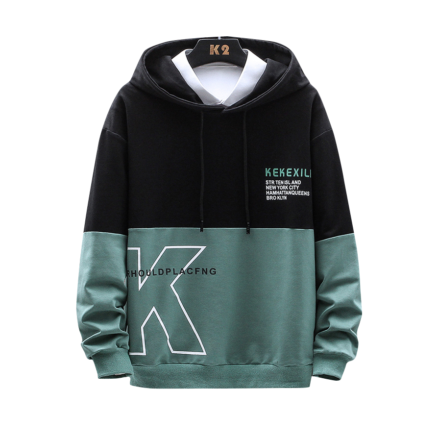 Áo Hoodie Nón Chui Trùm Đầu Nữ Nam Unisex Chất Vải Nỉ Poly Chữ K Đen Xanh MEN TOP 154