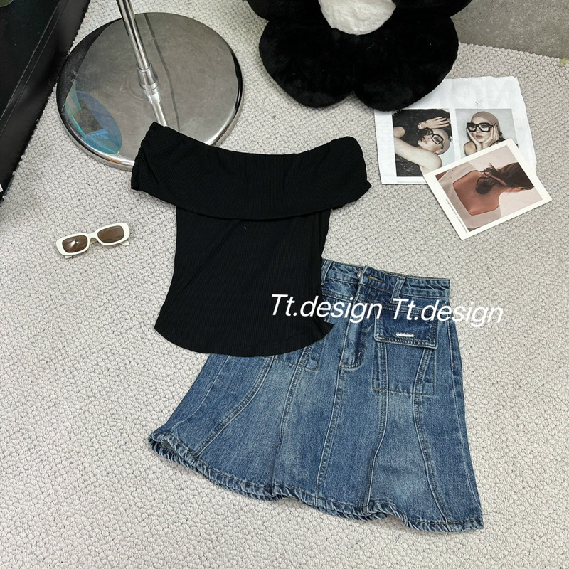 Áo trễ vai hở eo sau