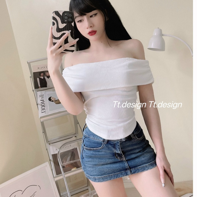 Áo trễ vai hở eo sau