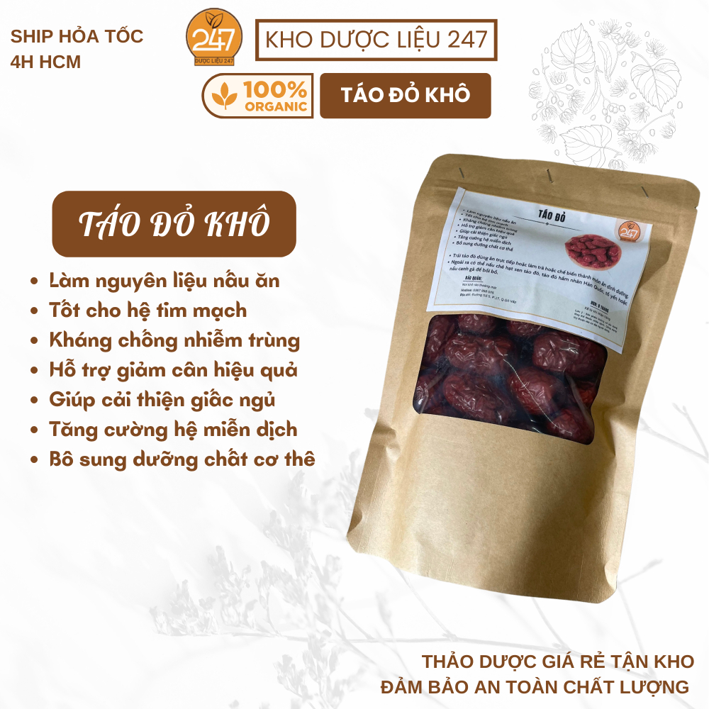 200g, 500g Táo Đỏ   - Làm Trà Hoa, Nấu Ăn, Hỗ Trợ Tim Mạch, An Thần
