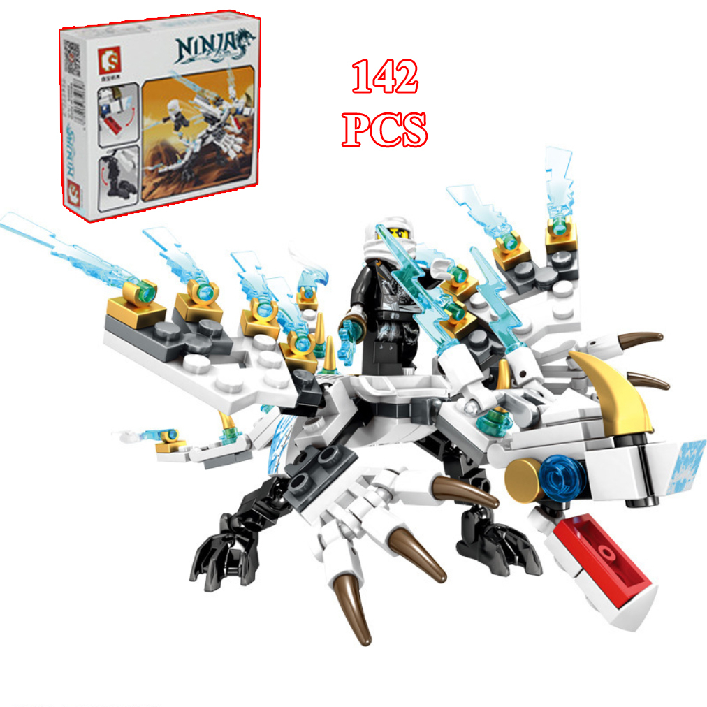 Mô Hình Ninja Rồng - 142 Mảnh, Đồ Chơi lắp ghép Rồng Ninja Trắng - Hộp Carton