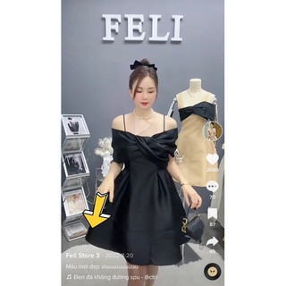 Váy thiết kế tacta brand Feli màu đen size M newtag