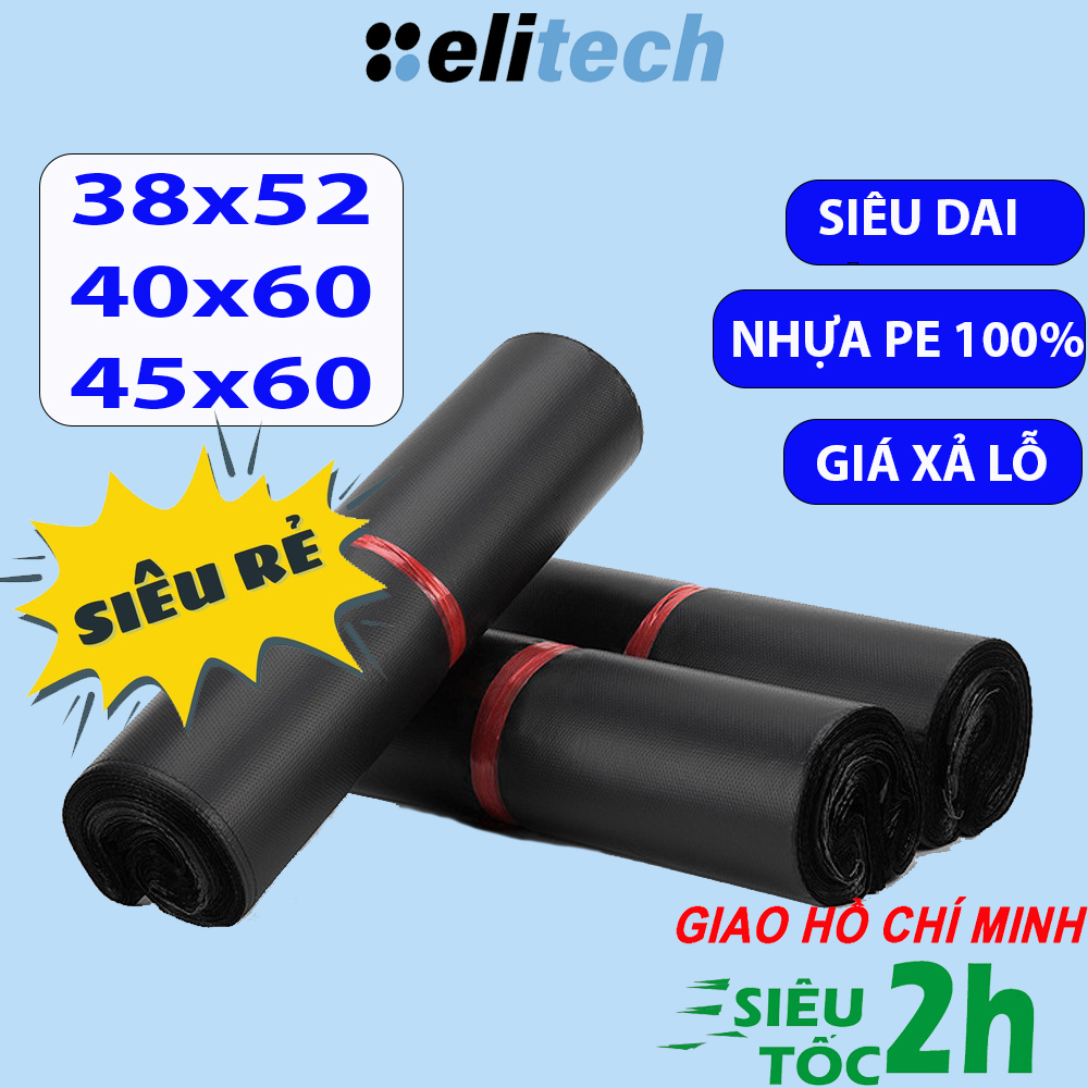[XẢ LỖ] Túi đóng hàng túi gói hàng niêm phong tự dính cỡ lớn màu ĐEN kích thước 38x52/ 40x60/ 45x60 cm, 1 cuộn 100 túi