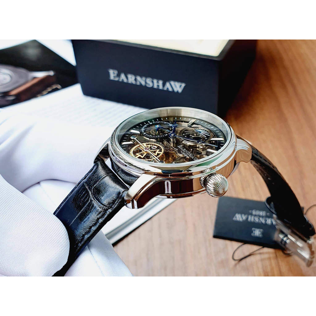 Đồng hồ nam dây da Thomas Earnshaw Longitude Shadow Sun and Moon Automatic ES-8063-04