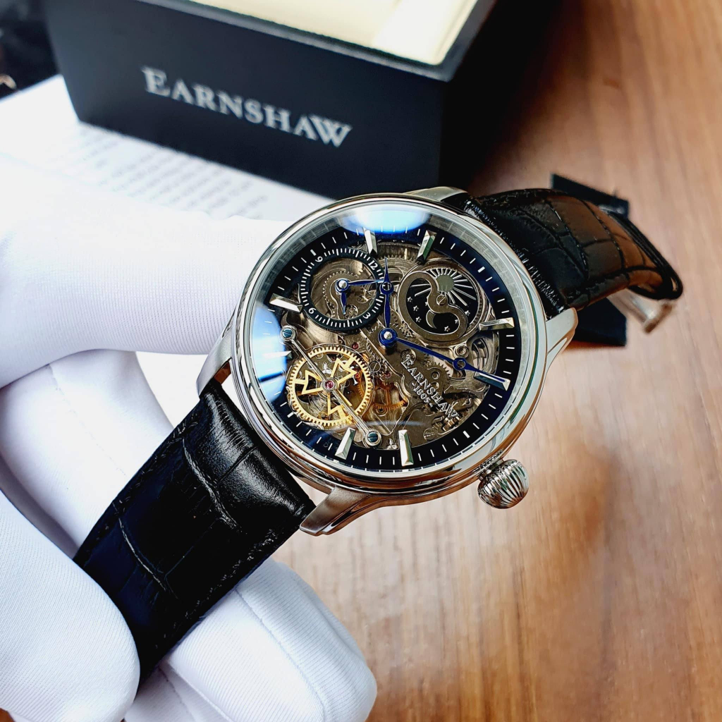 Đồng hồ nam dây da Thomas Earnshaw Longitude Shadow Sun and Moon Automatic ES-8063-04