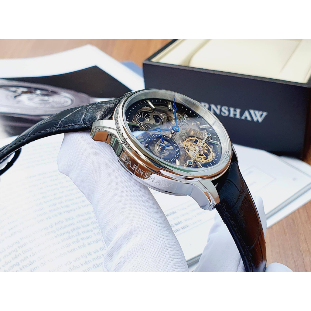 Đồng hồ nam dây da Thomas Earnshaw Longitude Shadow Sun and Moon Automatic ES-8063-04