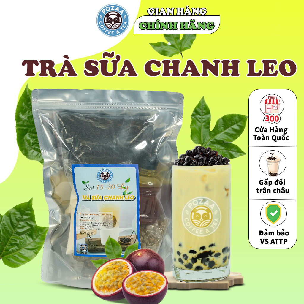 Trà Sữa Chanh Leo Pozaa - Set Nguyên Liệu Tự Pha 15-20 Ly- PZT021