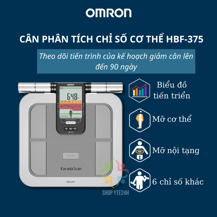 Máy Đo Thành Phần Cơ Thể & Lượng Mỡ OMRON HBF-375 | Công Nghệ Cảm Biến Toàn Thân Cho Kết Quả Đo Chính Xác