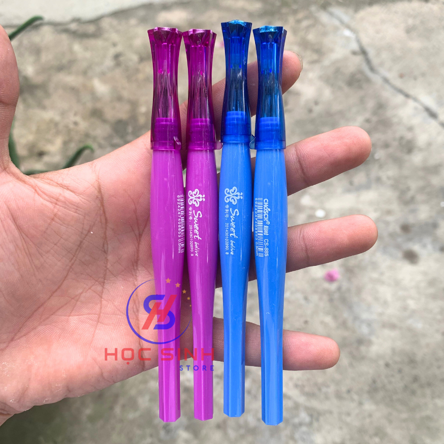 Hộp 12 Bút Gel Nước Ngòi Kim Cương 0.5mm Chosch CS855 Mực Xanh, Tím, Đỏ, Đen  - Học Sinh Store