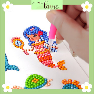 Tranh đính đá mini, sticker nhỏ cho bé tự trang trí hình công chúa, nàng tiên cá, khủng long