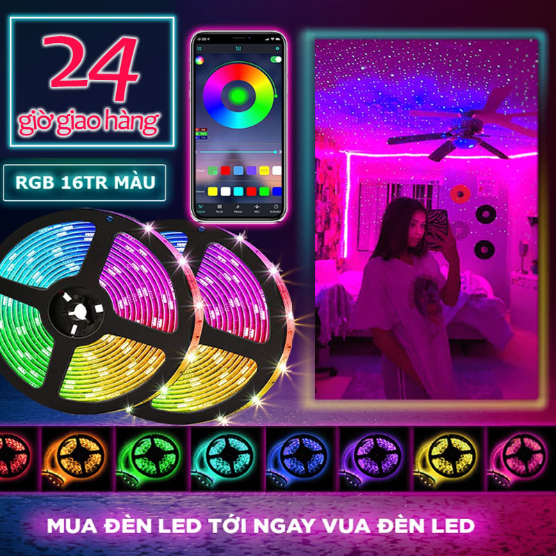 Đèn dây led RGB 16 triệu màu USB Bluetooth 3M 5M Điện Thoại Di Động Điều Khiển Ứng Dụng Bluetooth, Trang Trí Phòng