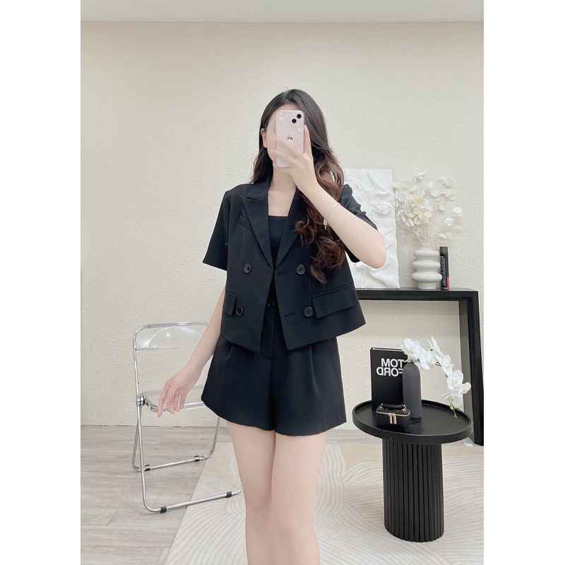 [JAMELA] Sét áo Blazer cộc tay dáng ngắn kèm quần short thiết kế cao cấp | BigBuy360 - bigbuy360.vn