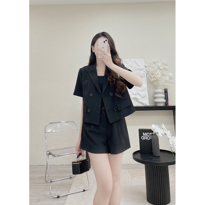 [JAMELA] Sét áo Blazer cộc tay dáng ngắn kèm quần short thiết kế cao cấp | BigBuy360 - bigbuy360.vn