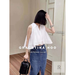 Áo sơ mi croptop sát nách bồng!