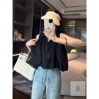 Áo sơ mi croptop sát nách bồng!
