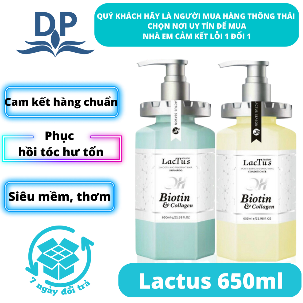 Cặp dầu gội xả biotin lactus season ngăn gàu, giảm rụng tóc mẫu mới 650ml hương thơm bạc hà