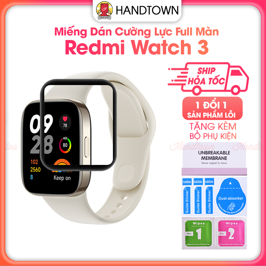 MUA 1 TẶNG 1 Cường lực dẻo 3D full màn Redmi Watch 3 đồng hồ thông minh Xiaomi trong suốt bo góc viền đen handtown