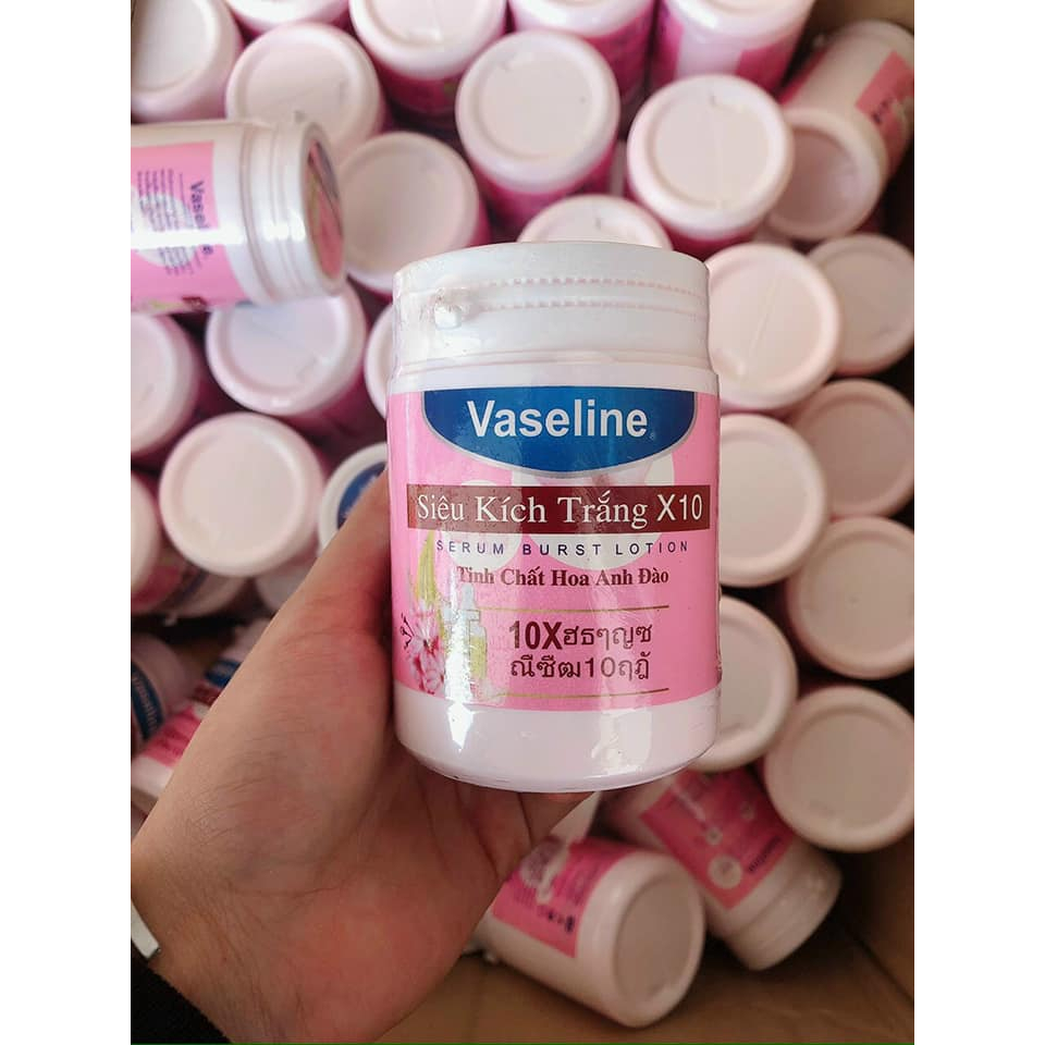 Siêu Kích trắng X10 Vaseline Thái Lan giúp da trắng nhanh gấp 10 lần tinh chất hoa anh đào màu hồng chính hãng tem đỏ