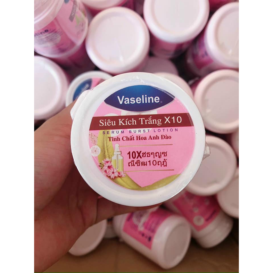 Siêu Kích trắng X10 Vaseline Thái Lan giúp da trắng nhanh gấp 10 lần tinh chất hoa anh đào màu hồng chính hãng tem đỏ