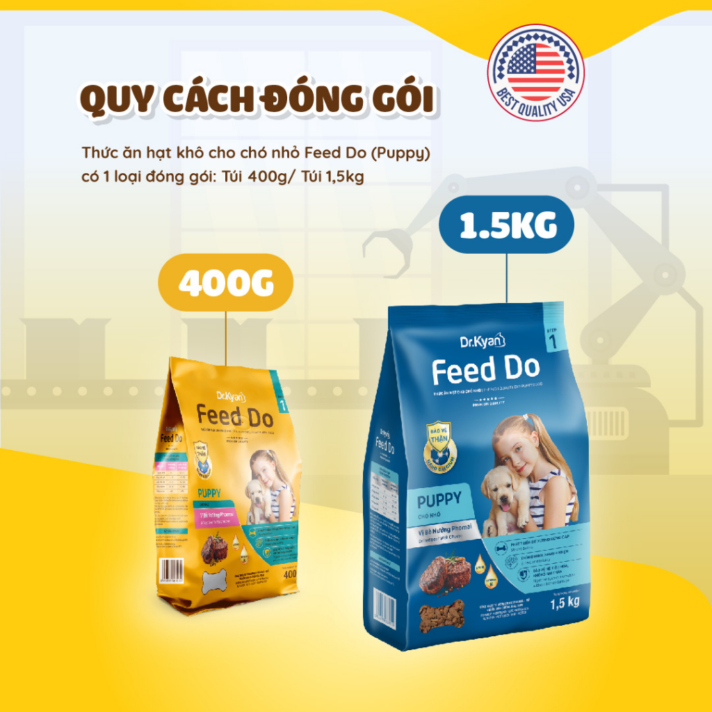 Dr.Kyan - Thức ăn hạt cho chó nhỏ Feed Do - Puppy 1,5 kg - Vị bò nướng pho mai
