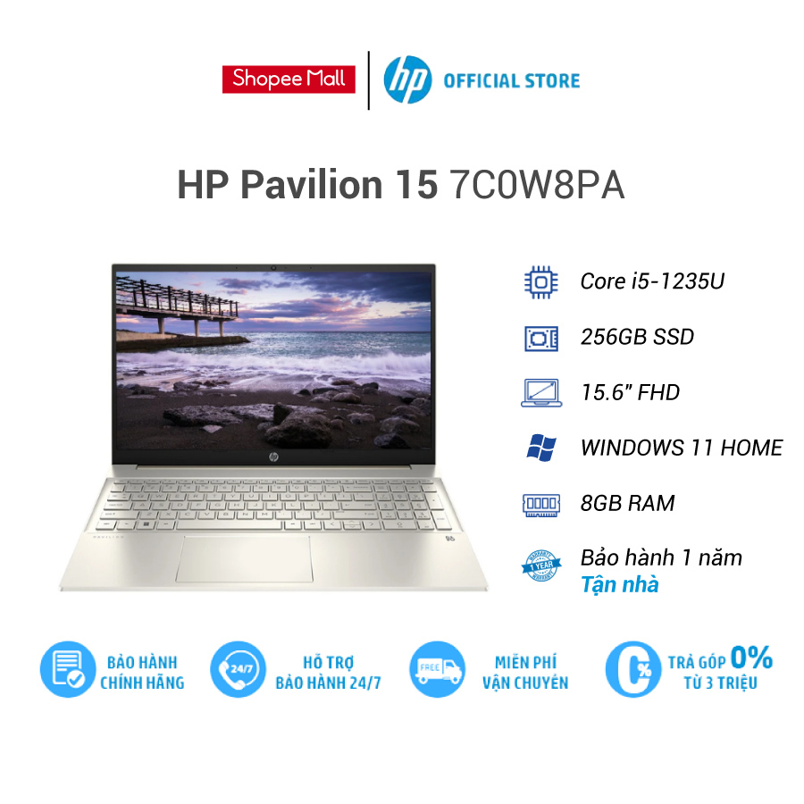 [Mã ELHP128 giảm 12% đơn 10TR] Laptop HP Pavilion 15-eg2064TX 7C0W8PA i5-1235U | 8GB | 256GB | Iris Xe Graphics |