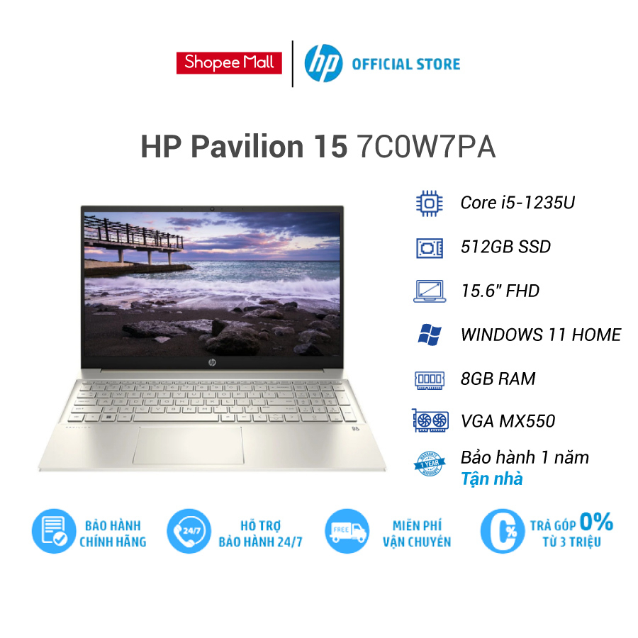 [Mã ELHP128 giảm 12% đơn 10TR] Laptop HP Pavilion 15-eg2062TX 7C0W7PA i5-1235U| 8GB | 512GB | Iris Xe Graphics