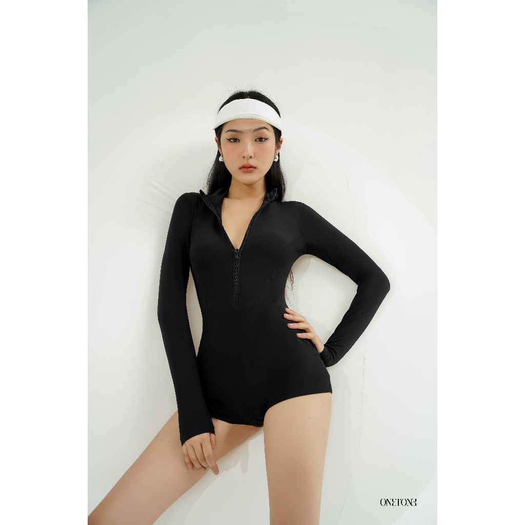 Đồ bơi nữ Onetone Swimsuit dài tay phối khóa Anse