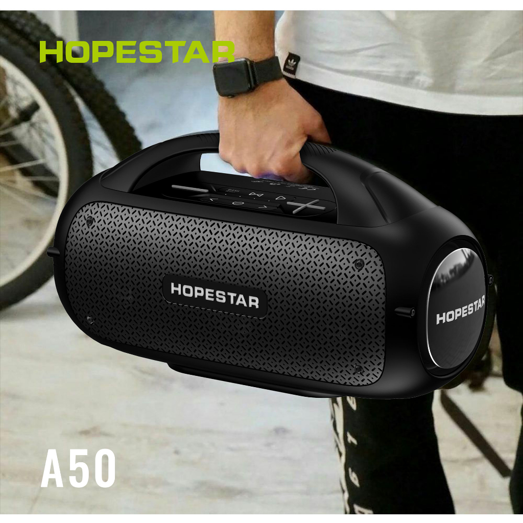 Loa Bluetooth Hopestar A50 80W Booster Bass, TWS, Pin 12000mAh, Cổng USB, AUX, Cổng Tai Nghe 3.5mm Kèm Micro không dây