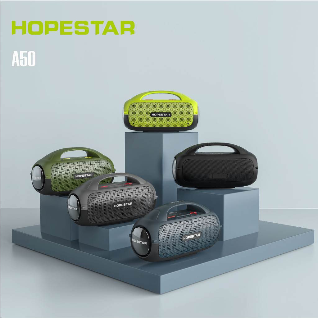 Loa Bluetooth Hopestar A50 80W Booster Bass, TWS, Pin 12000mAh, Cổng USB, AUX, Cổng Tai Nghe 3.5mm Kèm Micro không dây