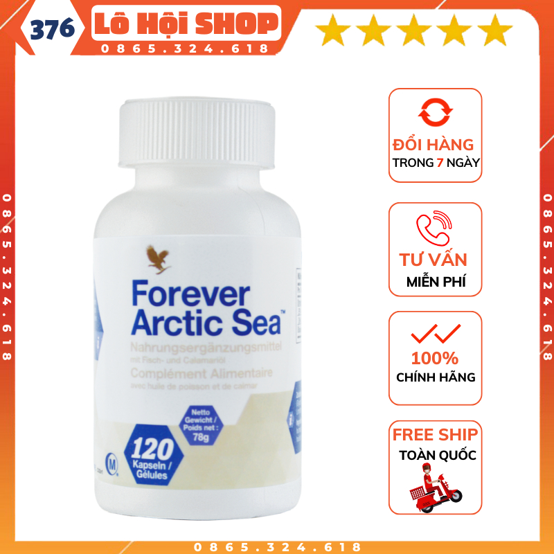 Dầu Cá Omega 369 Arctic Sea, DHA 376flp Lô Hội - Dầu Cá 369 DHA, lọ 120 viên, Mã SP: DCA376FLP.