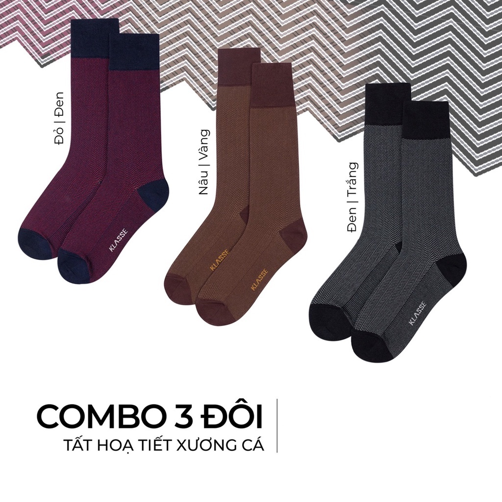 COMBO 3 Đôi Tất Xương Cá KLASSE Vớ Nam Nữ Cao Cấp