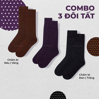 Combo 3 đôi tất chấm bi #5 klasse cotton cao cấp, vớ nam nữ thời trang công sở