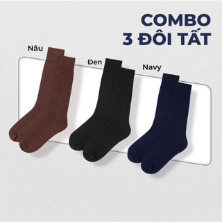 Combo 3 đôi tất sọc đôi nhỏ - klasse cotton cao cấp, vớ nam nữ thời trang công sở