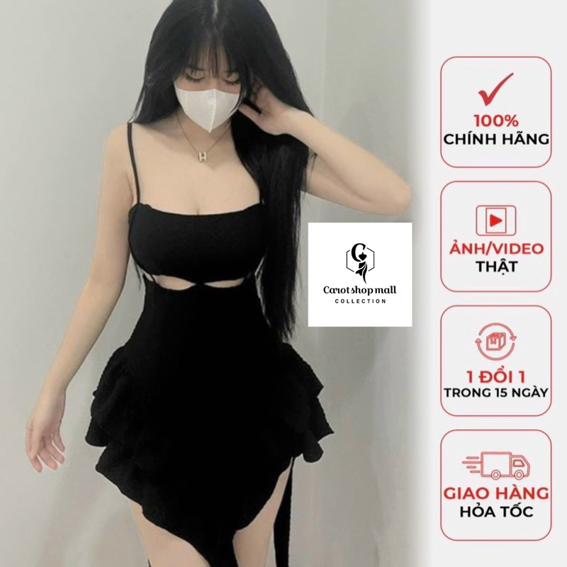 Đầm 2 dây bèo hở eo( có mút ngực) - CarotShop