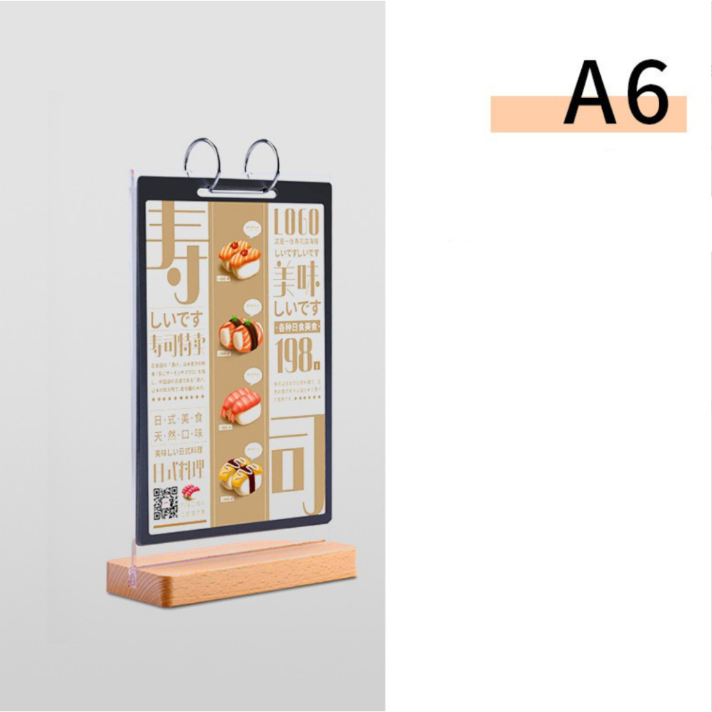 Bảng Menu Để Bàn - Bằng Gỗ Trơn Trưng Bày