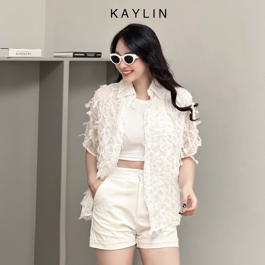 Set quần short sơ-mi freesize phối tua rua phong cách KAYLIN - N1933