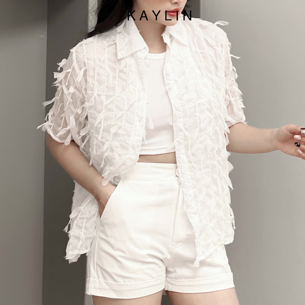 Set quần short sơ-mi freesize phối tua rua phong cách KAYLIN - N1933