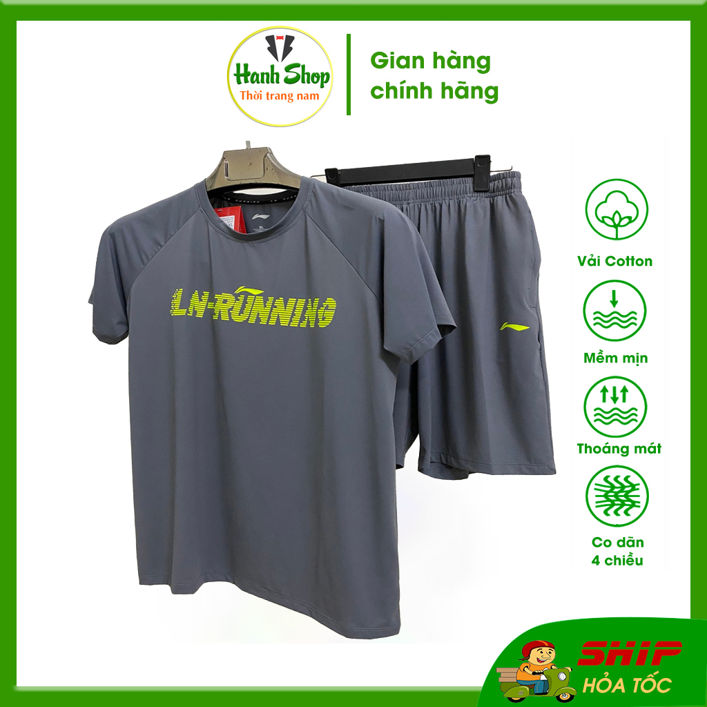 Đồ bộ thể thao nam lining mùa hè chất liệu vải thun lạnh co dãn 4 chiều độ thoáng mát cao BLN1709